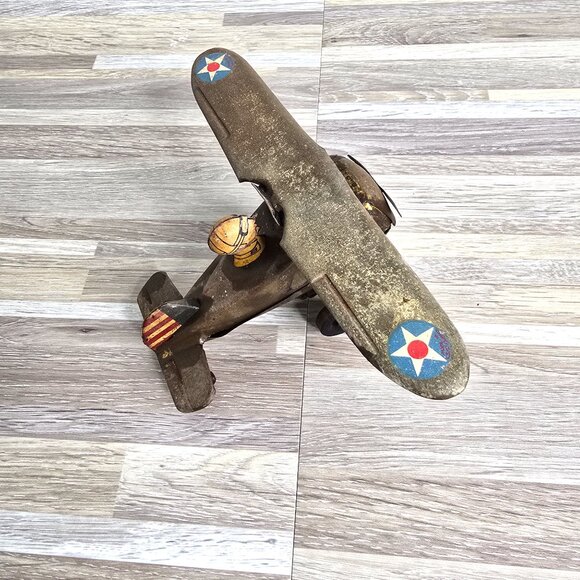 1930s Tin Toy Single Prop Airplane United States Army Air Corps (USAAC) - Picture 3 of 5